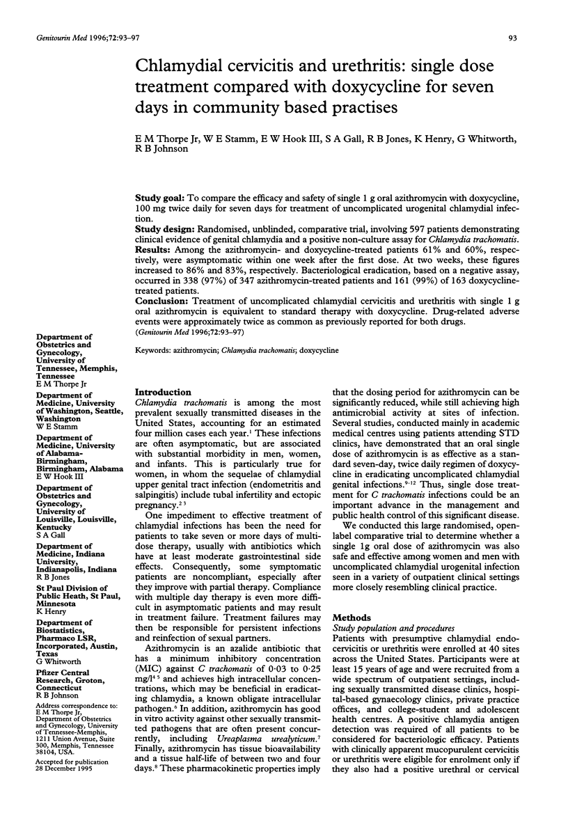 Single Dose Doxycycline