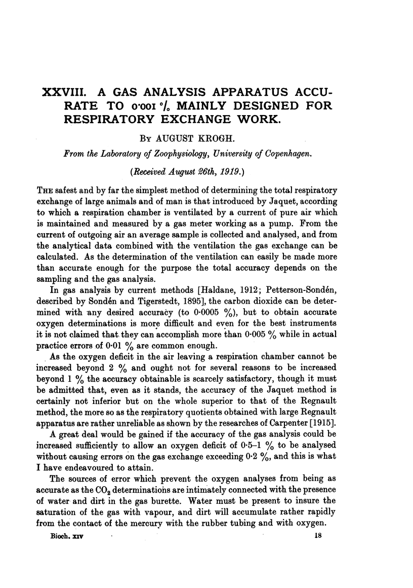 A gas analysis apparatus accurate to 0 001 mainly designed for