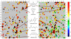 Figure 2 is a set of two heatmaps plotting 1, 3, 5, 7, 9, 11, 13, 15, 17, 19, 21, 23, and 25 (columns) across 1, 3, 5, 7, 9, 11, 13, 15, 17, 19, 21, 23, 25, 27, 29, 31, 33, 35, 37, 39, 41 (rows) for Tilorone, Carbofuran, Chlorpyrifos oxon, Methomyl, and Methylene blue with a scale ranging from negative 2.0 to 2.0 in increments of 0.5, respectively.