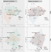 Principal components analysis (PCA) of the surface texture parameters displayed in the biplots, each for the first two principal components