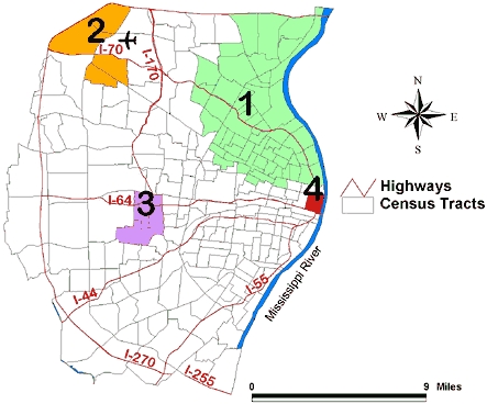 Map of the St. Louis, Mo, study area.