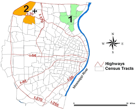 Map of the St. Louis, Mo, study area.