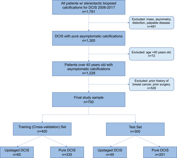 Study inclusion flowchart of patients with ductal carcinoma in situ (DCIS).