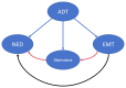 Figure 2. The simplified association among ADT, EMT, stemness and NED in prostate cancer. ADT concurrently promotes EMT, stemness and NED; EMT facilitates stemness and NED; and stemness drives NED. AD...