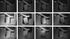 Figure 7. Scanning electron microscope photographs of cross-sectioned In-Ovation R bracket and each wire combination. (a–d) 0.016 × 0.022-inch nickel-titanium wire. (e–h) 0.017 × 0.025-inch stainless-steel wire. (i–l) 0.019 × 0.025-inch stainless-steel wire. (a, e, i) Wire torque at 0°. (b, f, j) Wire torque at 10°. (c, g, k) Wire torque at 20°. (d, h, l) Wire torque at 30°.