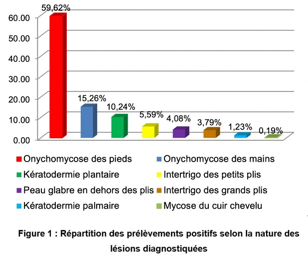 Figure 1: Réparationdes prélèvements positifs selon la nature des lésions diagnostiquées 