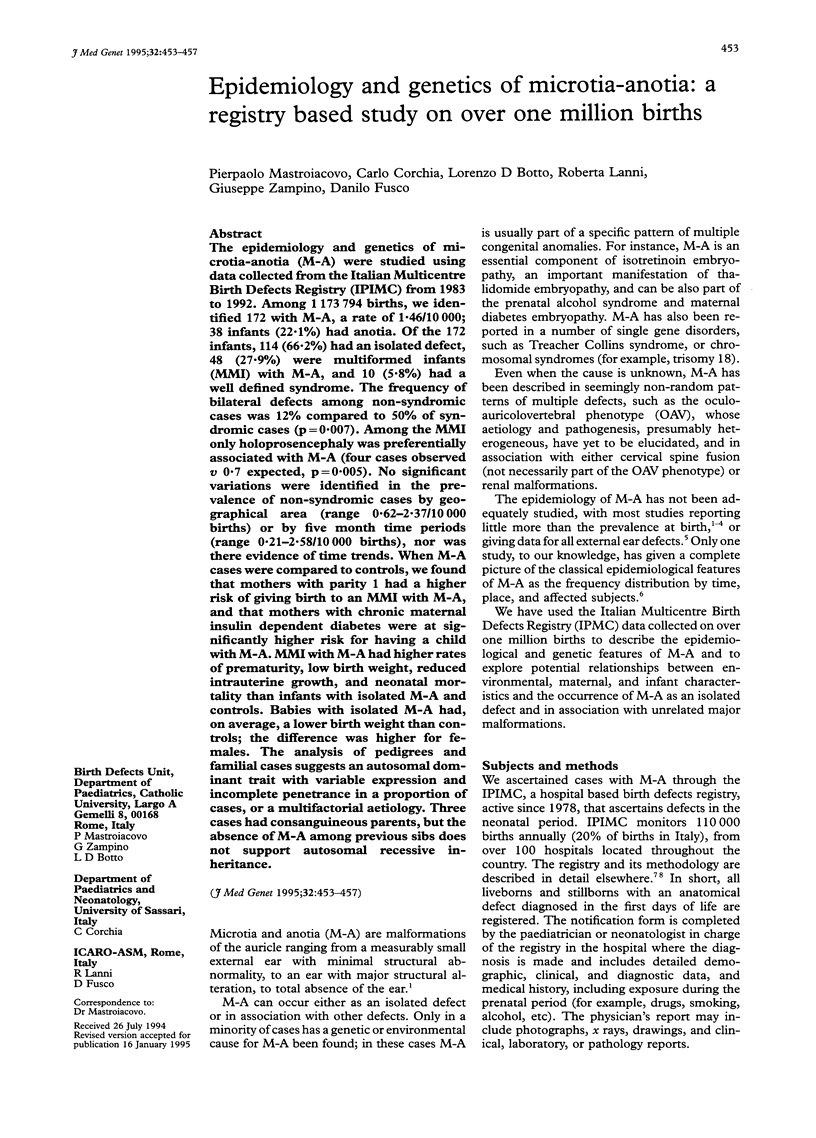 Epidemiology and genetics of microtia-anotia: a registry based study on ...