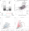 Figure 2. Surfaceome and Global proteome profiling provides a comprehensive depiction of the Ewing sarcoma surfaceome. A, Surface Protein Consensus (SPC) scores from the SurfaceGenie dataset of surface proteins found in both the Global and Surfaceome datasets, and in each dataset alone. B, Gene ontology (GO) analysis of the Ewing sarcoma surfaceome data versus the global proteome data. Over- and under-represented GO terms are shown. C, Log2 fold change (Ewing sarcoma vs. SM) of proteins common to surfaceome (x-axis) and global proteome (y-axis) datasets are well correlated (Pearson R = 0.52, P < 0.001). Highlighted are known Ewing sarcoma–associated surface proteins. D and E, Volcano plots (log2 fold change vs. –log10 adjusted P value) of all proteins enriched in Ewing sarcoma models in both the surfaceome (D) and global proteome (E) data. Bold labeled proteins are surface proteins with –Log10 adjusted P < 0.05 and log2FC > 0.5. Statistical analysis was performed using the DEqMS test. Limits were applied to the x and y axes in both D and E for visualization purposes (there are 10 significant, non-surface proteins not shown in E). Proteins enriched in the SM samples (left-hand side of the plots) were not displayed.
