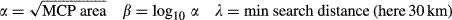 Box 1 Pseudo-absence maximum radial search distance equation