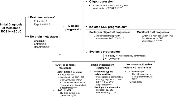 Algorithm for the treatment of metastatic ROS1 fusion-positive non-small cell lung cancer.