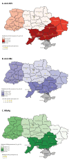Population-weighted prevalence of hepatitis B and C seromarkers across Ukrainian regions.