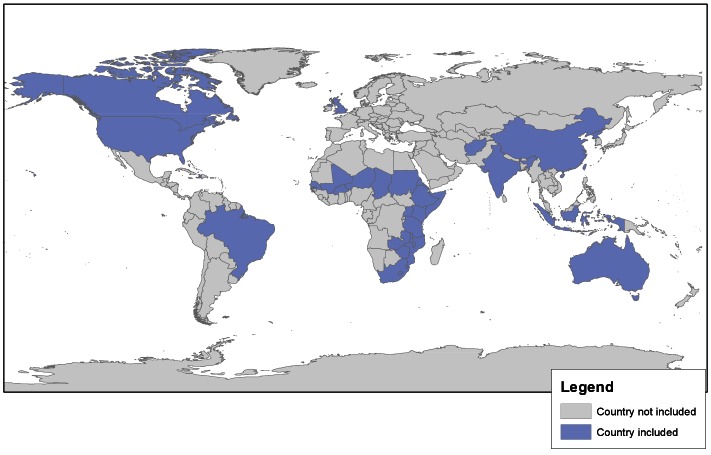 Geographic distribution of studies included in the review