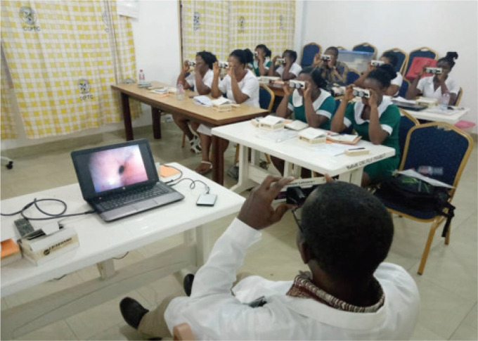 Colposcopy simulation at lectures.