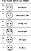 Figure 1. The numeric rating scale (NRS) and Faces Pain Scale (FPS) used for pain evaluation.