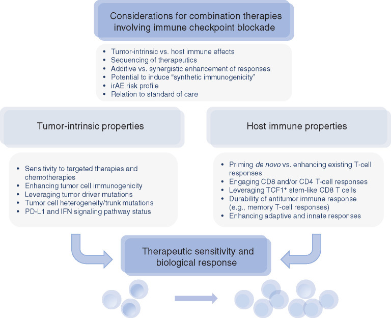 Figure 1. Considerations for rational design of combination therapies involving immune checkpoint blockade. irAE, immune-related adverse event.