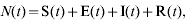 N\lpar t\rpar \equals {\rm S}\lpar t\rpar \plus {\rm E}\lpar t\rpar \plus {\rm I}\lpar t\rpar \plus {\rm R}\lpar t\rpar \comma