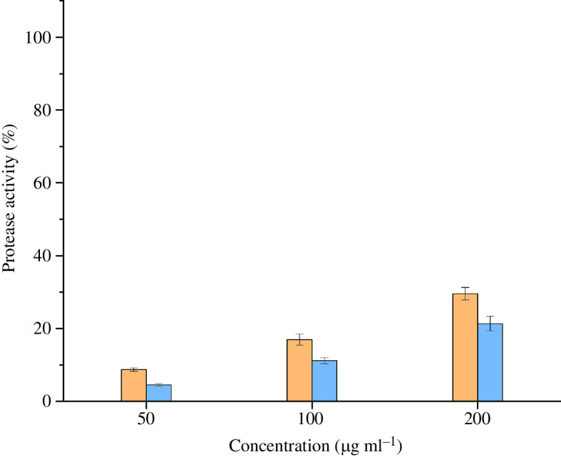 Protease activity of the two Vipera berus venoms.