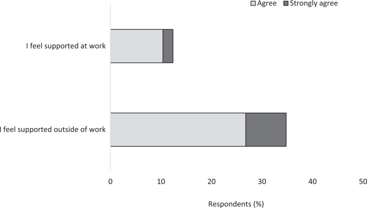 Figure 4. Level of support felt during the menopause transition in and outside of work.