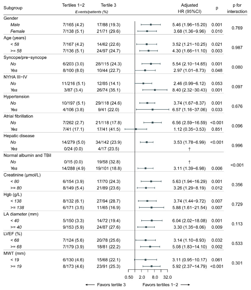 Stratified analyses of HCM-related death