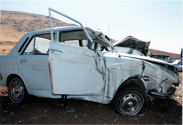 Figure1: Right side view of crashed car(Peugeot-Paykan)