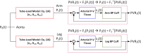 Multichannel wave propagation dynamics in the arteries represented by (i) a tube-load model to represent the BP wave propagation in the artery, (ii) a viscoelastic model to represent the characteristics of the arterial wall and the tissues, and (iii) a physics-based model of the BP cuff