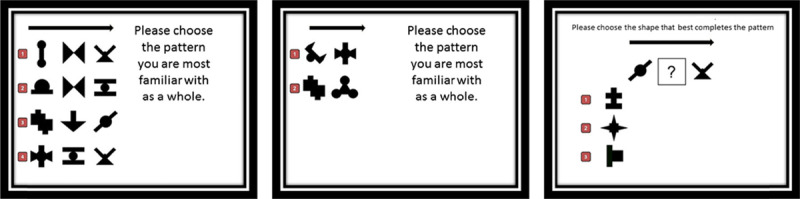 Examples of the visual shapes and tasks that are used in the VSL paradigm
