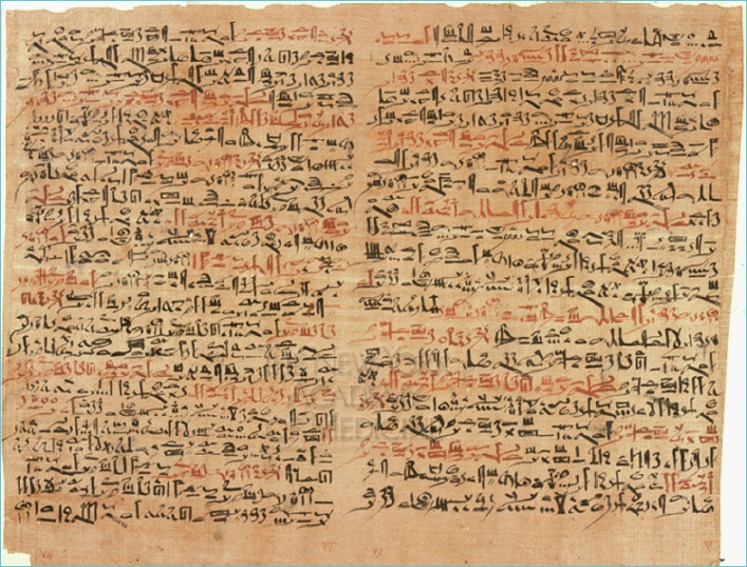 This manuscript, written in 1600 BCE, is regarded as a copy of several earlier works (≈3000 BCE). It is part of a textbook on surgery the examination, diagnosis, treatment, and prognosis of numerous ailments. BCE: Before the Common Era.