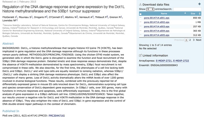 Box 1: Example of a BioStudies record