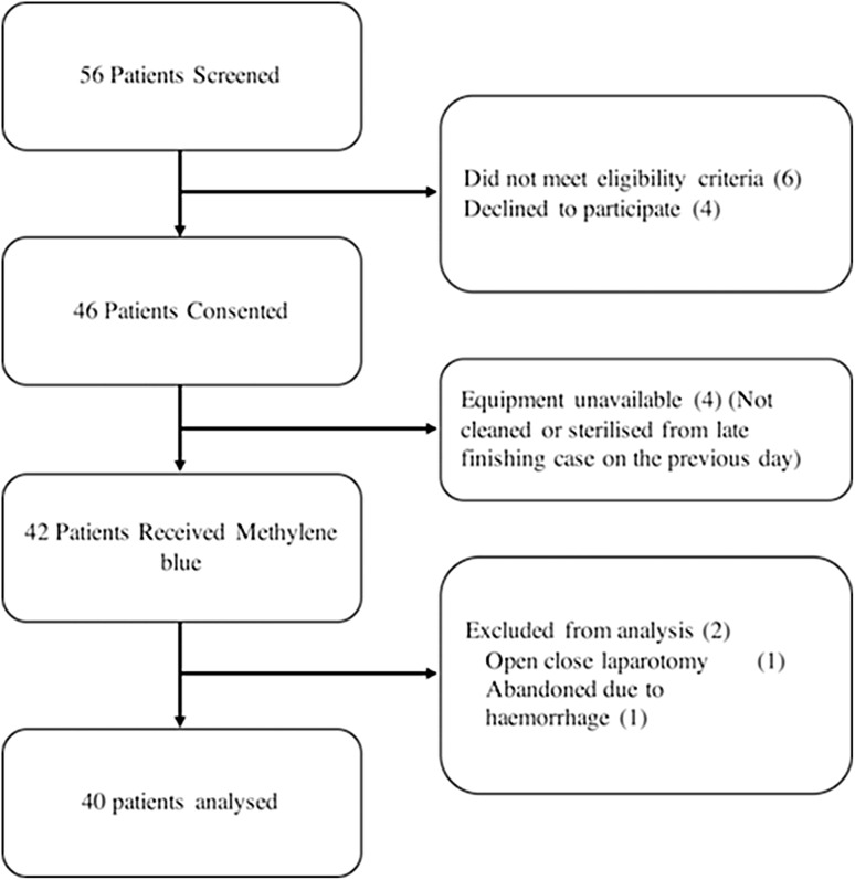 Methylene blue fluorescence of the ureter during colorectal surgery - PMC