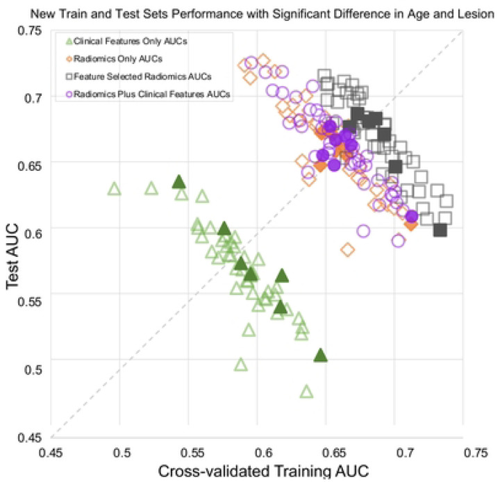 Classification performance bias between training and test sets in a