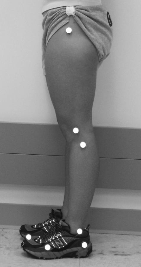 Marker placement for ankle and knee joint angles measurements during gait