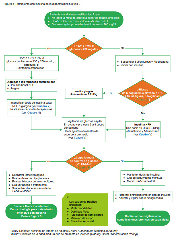 Figura 4 Tratamiento con Insulina de la Diabetes Mellitus tipo 2.