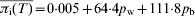 \overline{\pi _{\rm i} \lpar T\hskip1\rpar } \equals 0 {\cdot} 005 \plus 64 {\cdot} 4p_{\rm w} \plus 111 {\cdot} 8p_{\rm b}