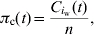 \pi _{\rm c} \lpar t\rpar \equals {{C_{i_{{\rm w}} } \lpar t\rpar } \over n}\comma \hfill