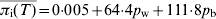 \overline{\pi _{\rm i} \lpar T\hskip 1\rpar } \equals 0 {\cdot} 005 \plus 64 {\cdot} 4p_{\rm w} \plus 111 {\cdot} 8p_{\rm b}