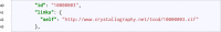 Box 2 An excerpt of the JSON response showing the top-level entry ID and a self-link.