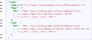 Box 4 An excerpt of the JSON response for navigable pagination links to additional conformant materials that match the query.