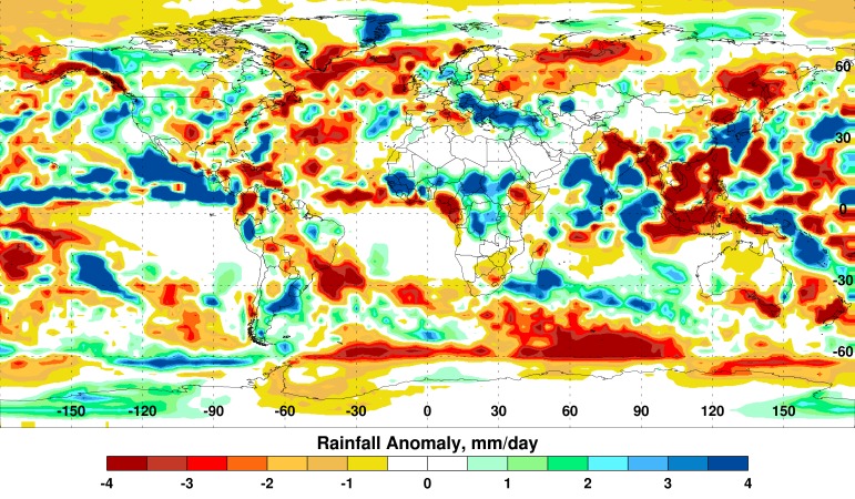 Global Seasonal (August-October) Rainfall Anomalies.