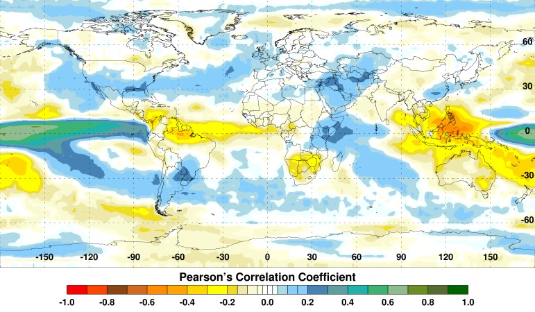 Summary Correlation between Monthly NINO3.4 Sea Surface Temperature and Rainfall Anomalies, 1997-2008.