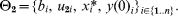 \rmTheta _{\setnum{2}} \equals \lcub b_{i} \comma \, u_{\setnum{2}i} \comma \, x_{i}\hskip-2\ast \comma \, y\lpar 0\rpar _{i} \rcub _{i \in \lcub \setnum{1}..n\rcub}.