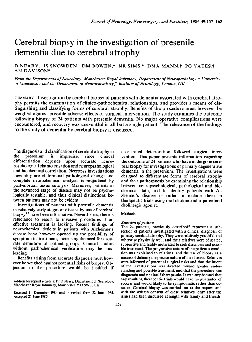 Cerebral biopsy in the investigation of presenile dementia due to ...