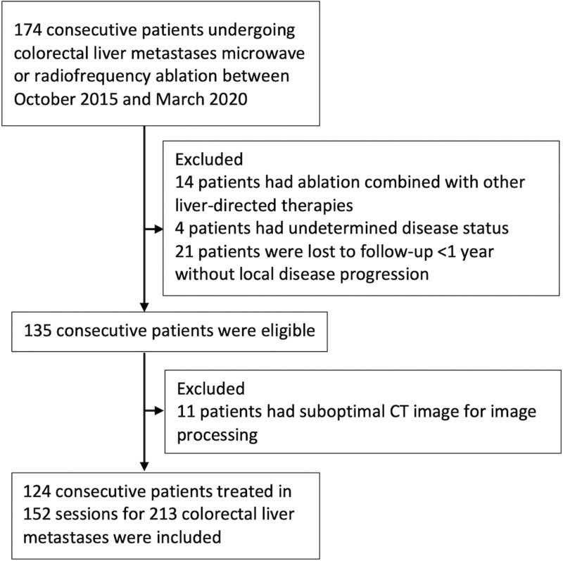 Flowchart shows patient inclusion and exclusion criteria.