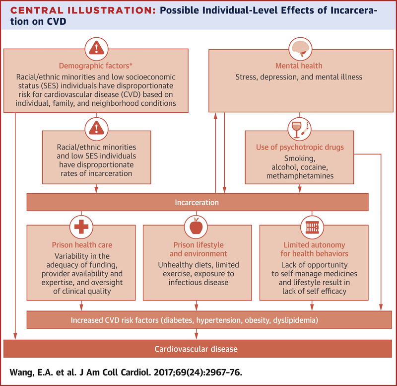 Central Illustration. Possible Individual-Level Effects of Incarceration on Cardiovascular Disease