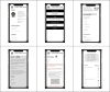 A three by two table with a total of six screenshots of mobile app screens