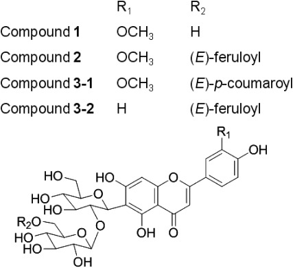 Fig. 6. Structures of compound 1, 2, 3-1 and 3-2.