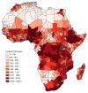 Choropleth map depicting incident cases of RHD across the subnational regions of Africa
