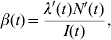 \beta \lpar t\rpar \equals {{\lambda ^\prime \lpar t\rpar N ^\prime \lpar t\rpar} \over {I\lpar t\rpar }}\comma \hfill