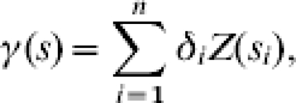 \gamma \lpar s\rpar \equals \sum\limits_{i \equals \setnum{1}}^{n} {\delta _{i} Z\lpar s_{i} \rpar } \comma