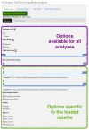 Options in the study criteria tab. The options within the top square are general for all analyses, and the ones in the bottom square are specific to the data file being used; in this case, it is for the updated Vasilev et al. meta-analysis