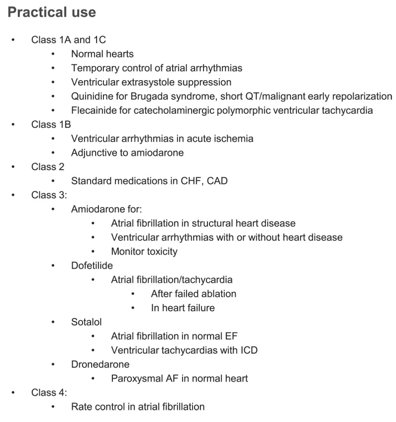 Figure 2 Practical use for antiarrhythmic drugs.